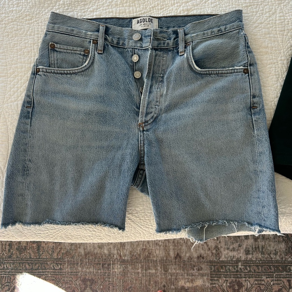 Agolde Light Blue Jean Shorts